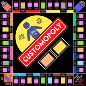 Modèle DIY personnalisé - Jeu de société Monopoly personnalisé avec toutes les cartes (numériques) Noël, anniversaire, mariage, couple, cadeau, famille