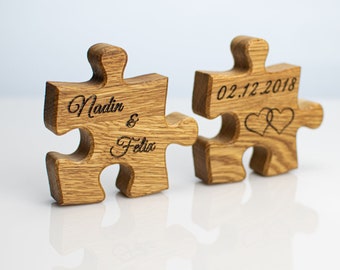 Puzzle - 2 Stück Hochzeitsgeschenk Individuelles 3D Geschenk aus Holz für besondere Anlässe mit Gravur