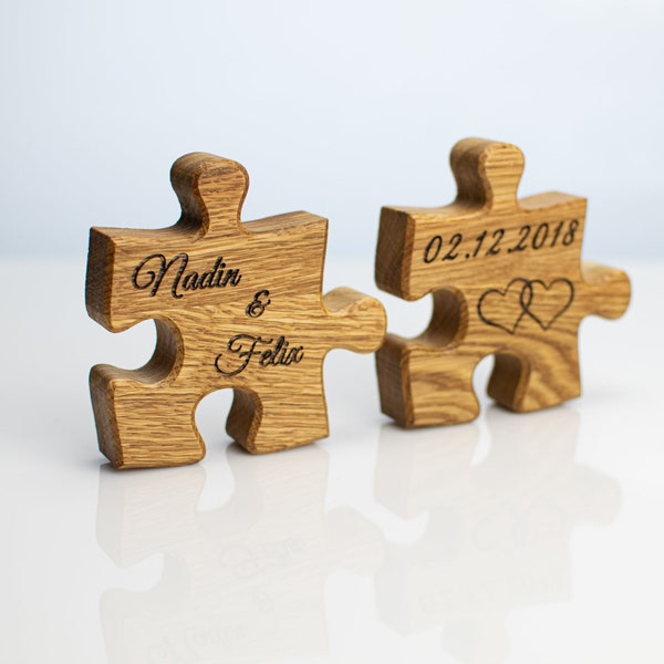 Puzzle - 2 Stück Hochzeitsgeschenk Individuelles 3D Geschenk aus Holz für besondere Anlässe mit Gravur