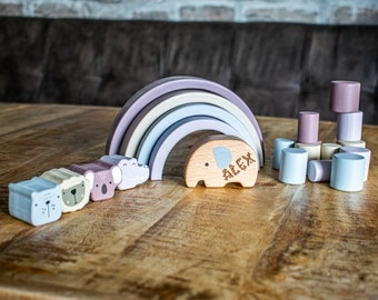 Montessori Balance Spielzeug mit Gravur , personalisierte Geschenke für Kinder, Stapelspiele, Balancierspiel für Kleinkinder