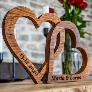 Hearts - Wedding Gift Individual 3D wooden gift for special occasions with engraving ETSY