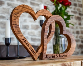 Hearts - Wedding Gift Individual 3D wooden gift for special occasions with engraving ETSY