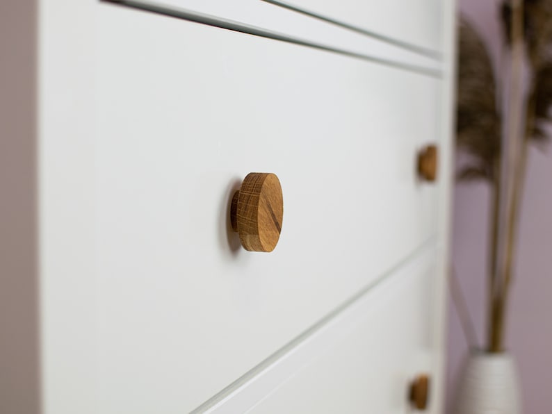 Runde Eiche Griffen IKEA Hemnes Griffe für Schubladen oder Schränke Holzknauf Bild 7