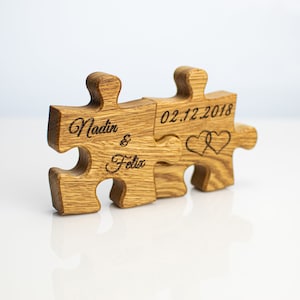 Puzzle 2 Stück Hochzeitsgeschenk Individuelles 3D Geschenk aus Holz für besondere Anlässe mit Gravur Bild 5