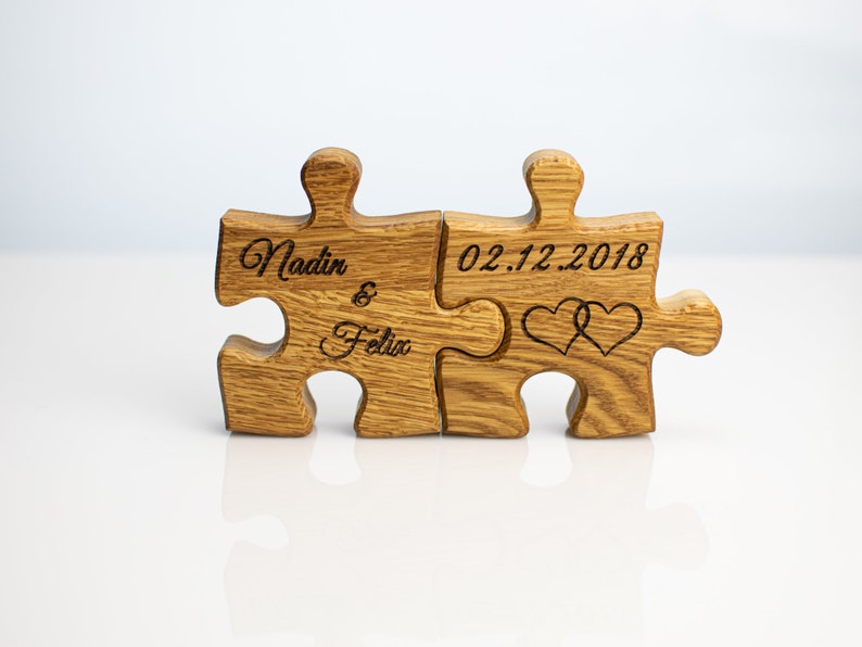 Puzzle 2 Stück Hochzeitsgeschenk Individuelles 3D Geschenk aus Holz für besondere Anlässe mit Gravur Bild 7