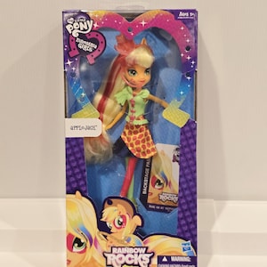 My Little Pony Equestria Girls Applejack Doll Neon Rainbow Rocks New