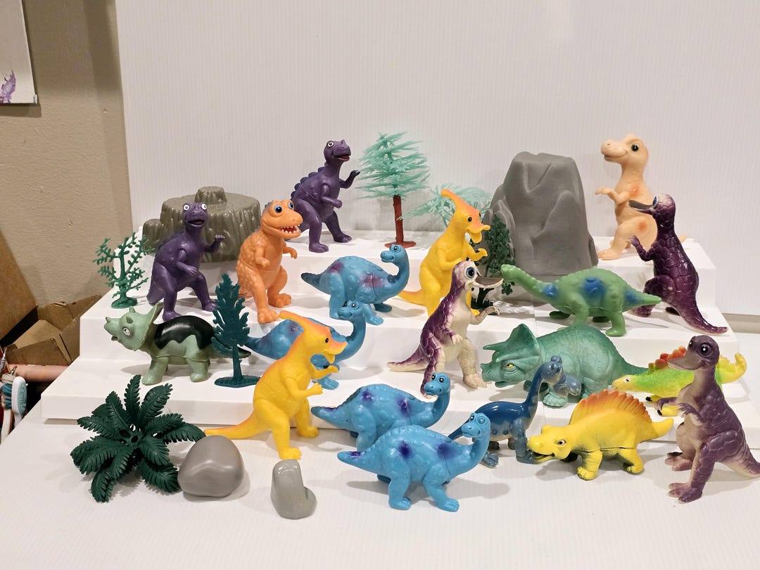 Colorful Cartoon Dinosaur Figure Set - Etsy