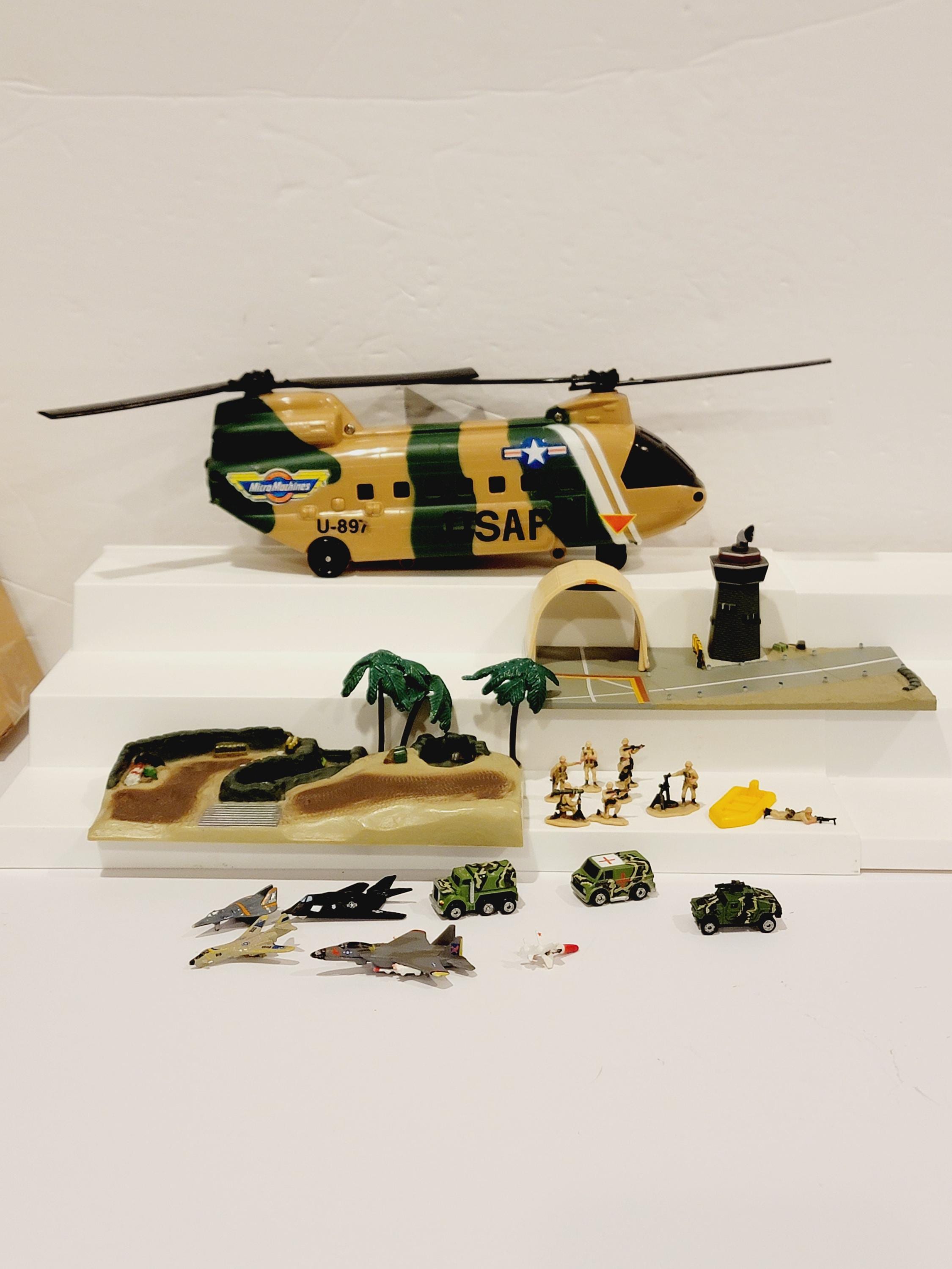 Vintage Galoob Micro Machines Military Playset and Helicopter Set