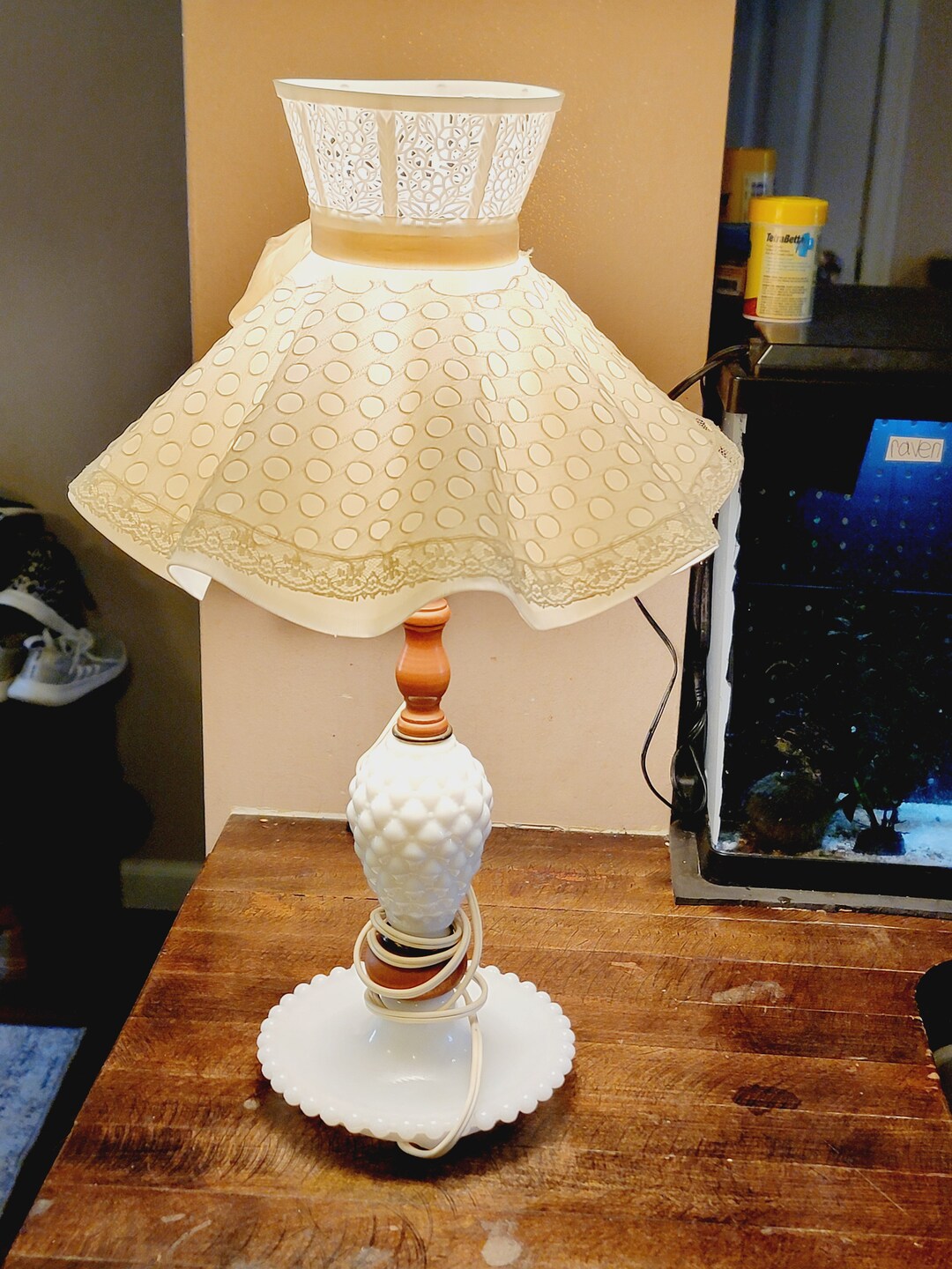 Fenton Hobnail Milk Glass Lampnull