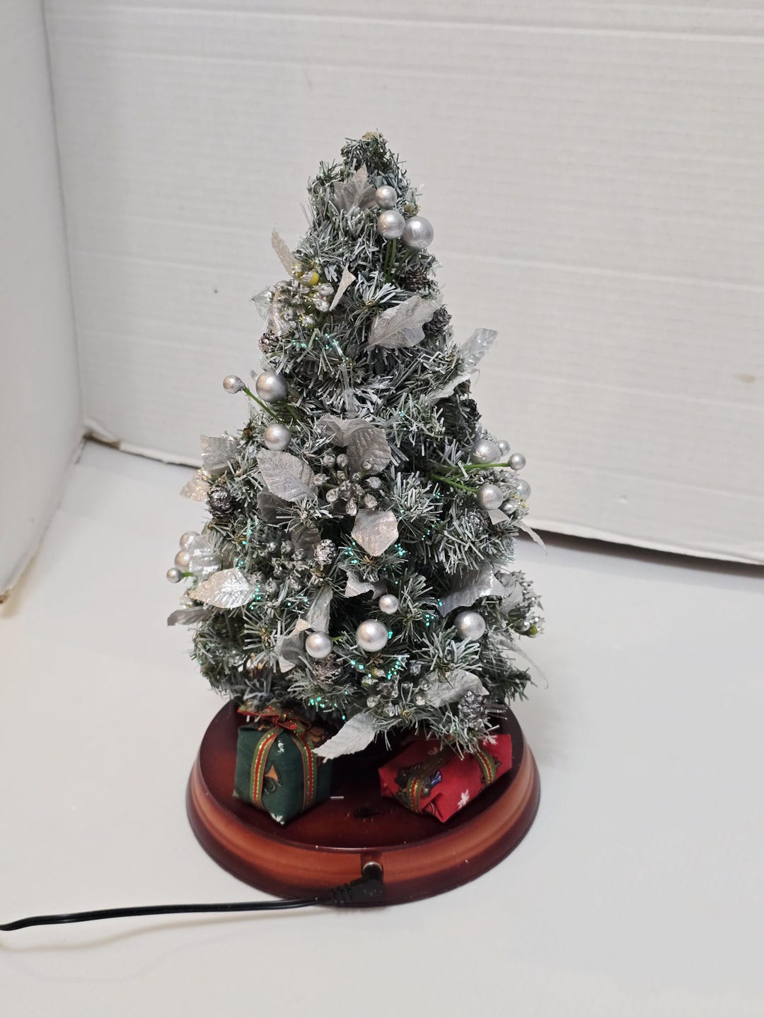 Table Top Christmas Tree With Fiber Optics Singing Wooden Base - Etsy