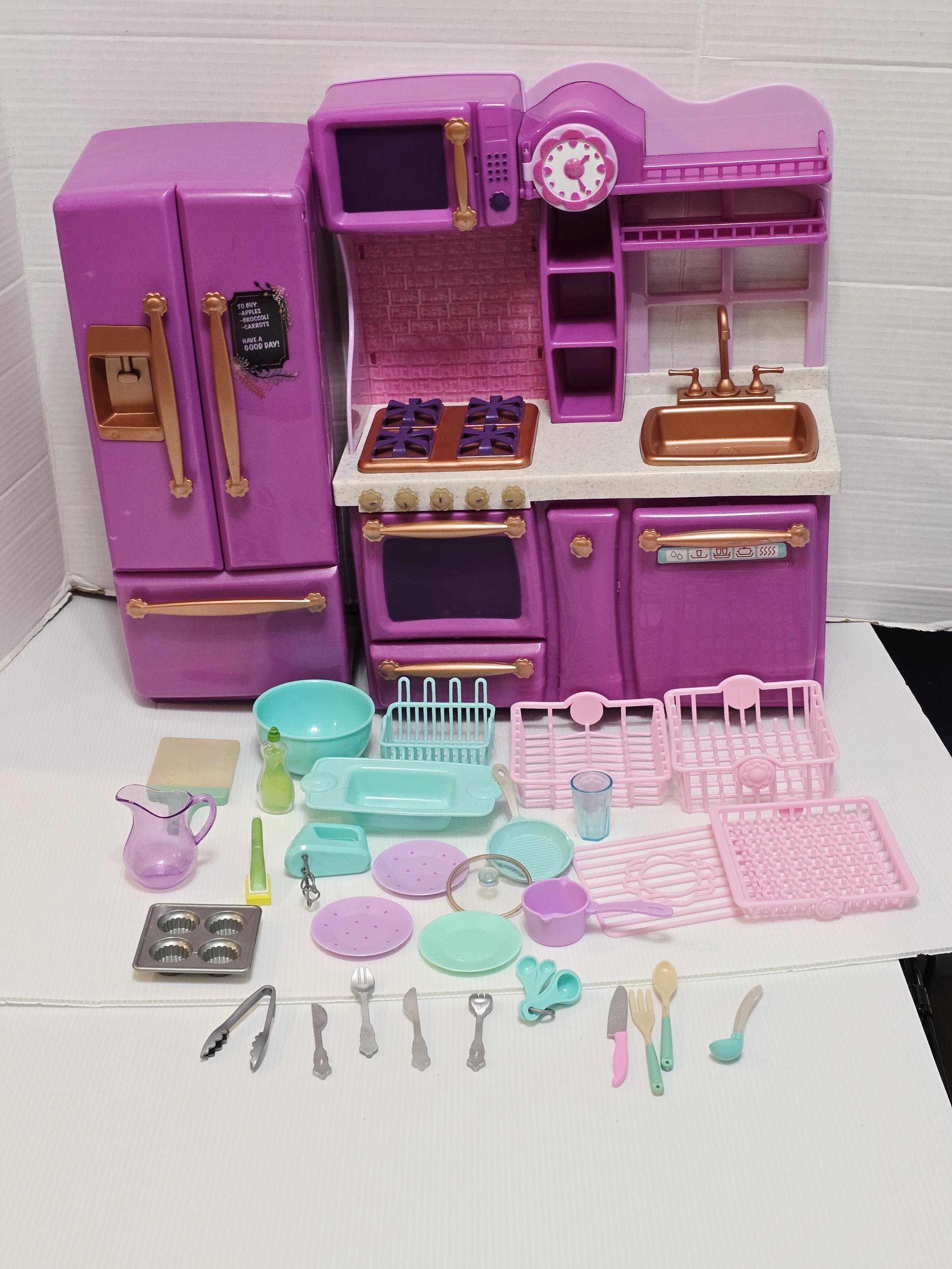 Our Generation Purple Gourmet Kitchen Set With Refrigerator For 18 our-generation-purple-gourmet-kitchen-set-with-refrigerator-for-18