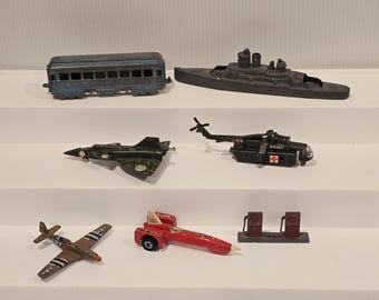 Vintage Metal Diecast Vehicle and Aircraft Set