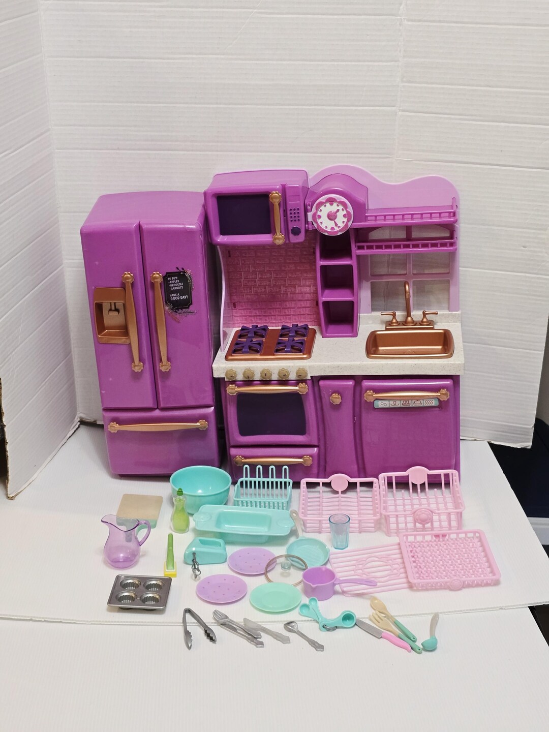 Our Generation Purple Gourmet Kitchen Set With Refrigerator For 18 our-generation-purple-gourmet-kitchen-set-with-refrigerator-for-18