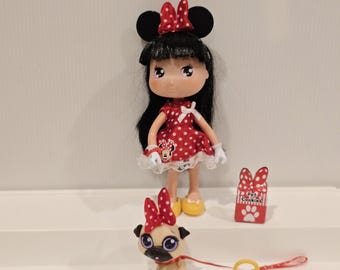 Retired Sweet Disney I Love Minnie Mouse 6 Inch Famosa Fashion Doll With  Purple Hair, Pink Dress, Yellow Shoes