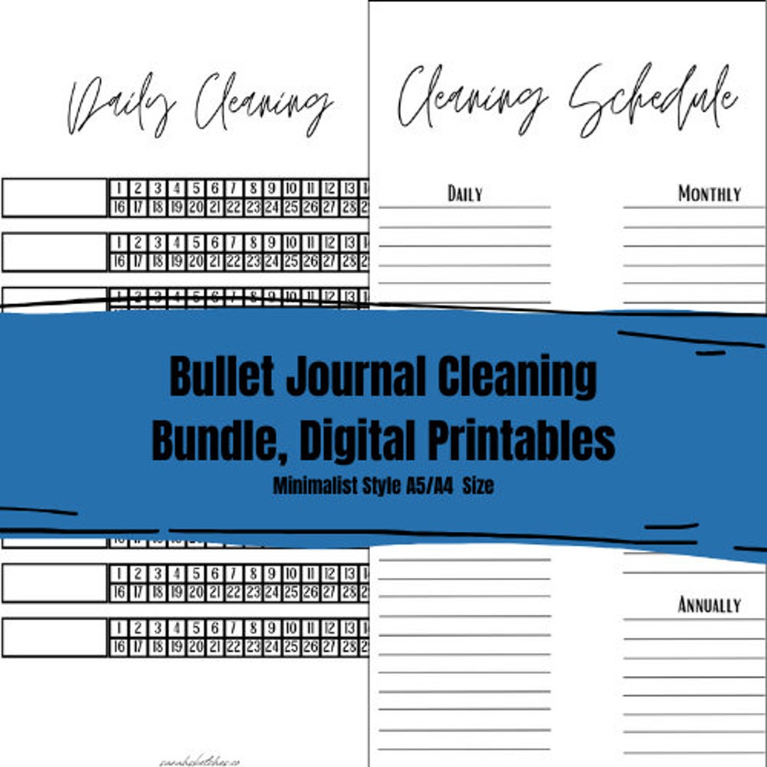 Minimalistic Bullet Journal Printable Cleaning Bundle - Etsy