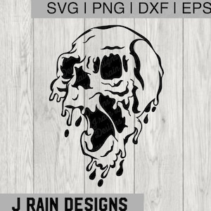 Melting Skull SVG- skull SVG - Skull PNG - Skull eps - skull dxf - melting skull eps - melting skull dxf - skull clipart - skeleton svg