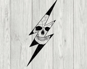 Electric Skull SVG - skull svg - lightening bolt svg - skull clipart - skull DXF - skull png - skull eps
