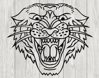 Tiger SVG - tiger png - tiger eps - tiger DXF - tiger clipper - animal svg - traditional tattoo svg - animal clipart - animal png