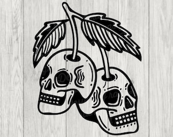 Skull cherries svg - skull png - skull svg - skull DXF - skull eps - cherry svg - cherries svg - cherry png - cherry dxf - cherry eps