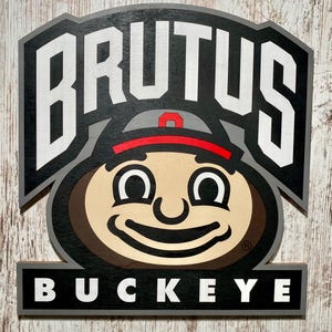 Ohio State Buckeyes Brutus Buckeye Wood Sign Officially Licensed ManCave Sports Fan Decor The Ohio State University