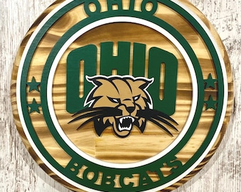 Ohio University Bobcats Wood Sign, Rustic Sports Decor