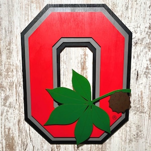 Officially Licensed Ohio State Block O Wood Sign ManCave Sports with Hanger on Back Handmade in Ohio