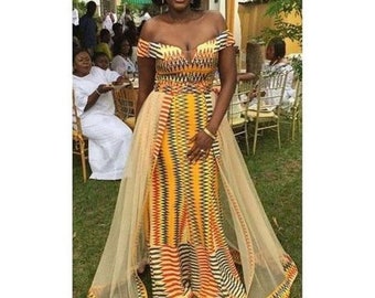 Kente Wedding Dress Etsy The addition of lace to the kente fabric as a design is very popular among the ghanian women. kente wedding dress etsy