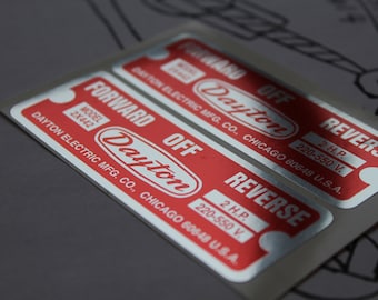 Back To The Future Time Circuit DAYTON Switch Sticker / Decal x 2