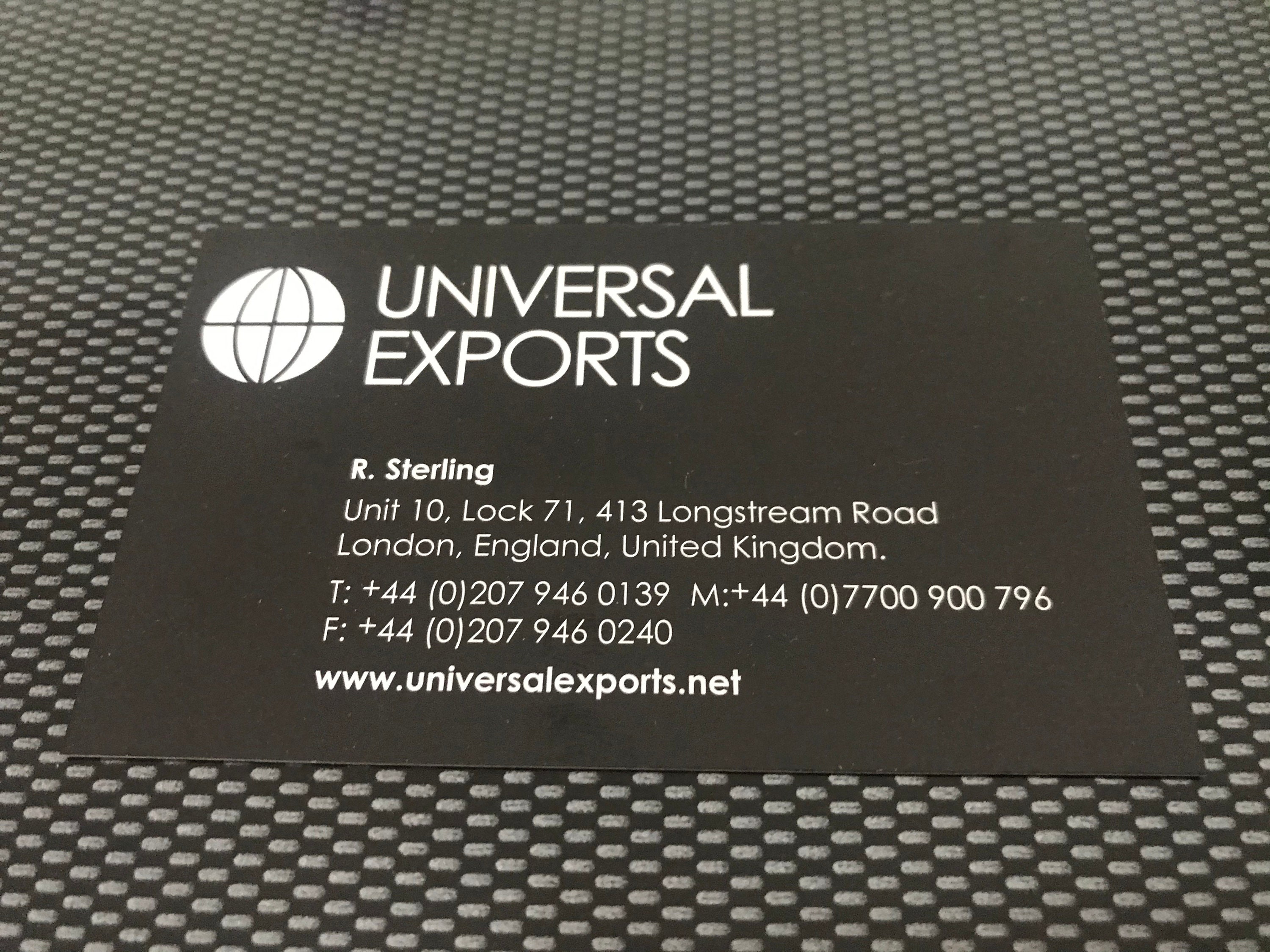 James Bond 007 Quantum of Solace Universal Exports Business Card