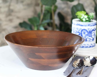 Vintage Walnut Bowl - Rustic Serving Dish - Vintage Salad Bowl