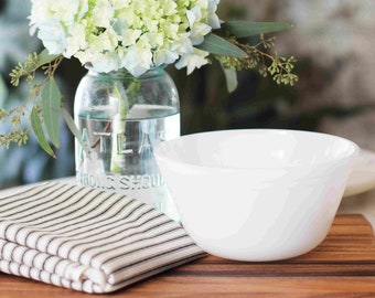 Vintage Small Milk Glass Mixing Serving Bowl - White Federal Glass Farmhouse Style Bowls