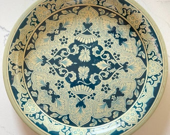 Vintage Metal Plate - Catch All Dish - Blue Wall Hanging Plate - Marked Delft Holland