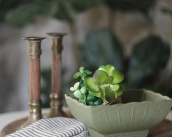 Vintage McCoy Planter - Green Scalloped Vase - Anthropologie Style Plant Holder