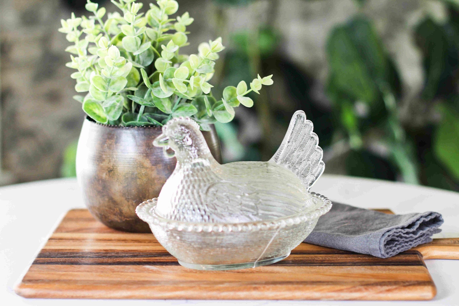 Vintage Tiara Hen in a Basket Clear Glass Hen Hen Candy Etsy