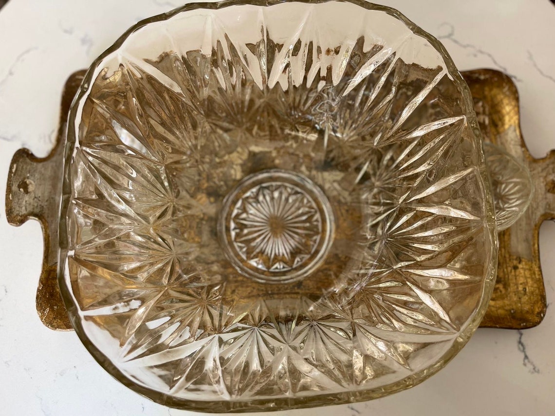 Vintage Glass Punch Bowl Set Vintage Clear Glass Punch Cups Etsy