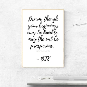 Digital Print | BTS Dream Quote | Inspiring Quote, Instant Printable Wall Art Poster, Wall Art, Wall Decor | KPOP