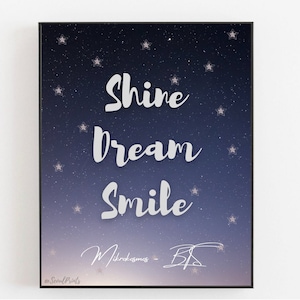 Digital Print | BTS Mikrokosmos Shine*Dream*Smile | Instant Printable Wall Art Poster, Digital Poster, Wall Art, Wall Decor | KPOP