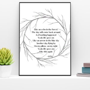 Impresión digital / BTS La vida va en letra, BTS instantánea imprimible pared arte póster, arte de pared, decoración de pared / KPOP OT7 venta de Navidad