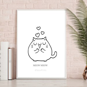 Impresión digital / Meow Meow Cat, cartel de arte mural imprimible instantánea, arte de pared, decoración de pared / venta de Navidad KPOP