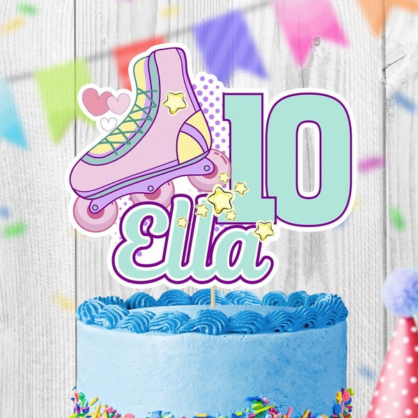 Personalized DIGITAL file Cake Topper, rollerskate Cake Topper Cake Topper Birthday Party Cake Topper