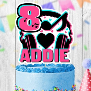 Personalized DIGITAL file Cake Topper, music Birthday Party Cake Topper