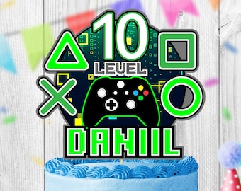 Personalized DIGITAL file Cake Topper,  Video Game Inspired Birthday Party Cake Topper