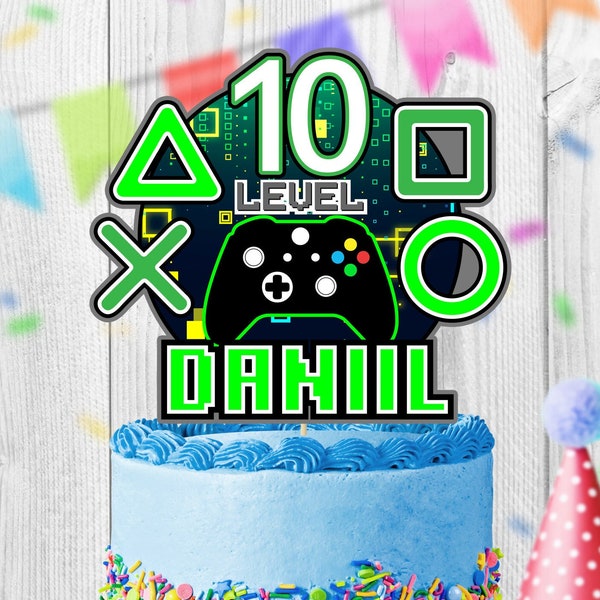 Personalized DIGITAL file Cake Topper,  Video Game Inspired Birthday Party Cake Topper