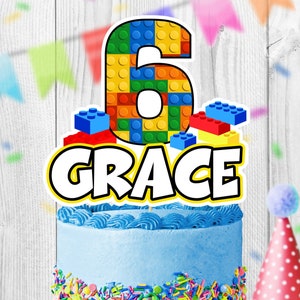 Fichier numérique personnalisé de gâteau, décoration de gâteau de construction de fête d'anniversaire