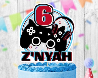 Personalized DIGITAL file Cake Topper,  Video Game Inspired Birthday Party Cake Topper