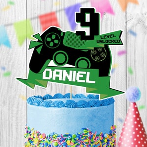 Personalized DIGITAL file Cake Topper,  Video Game Inspired Birthday Party Cake Topper