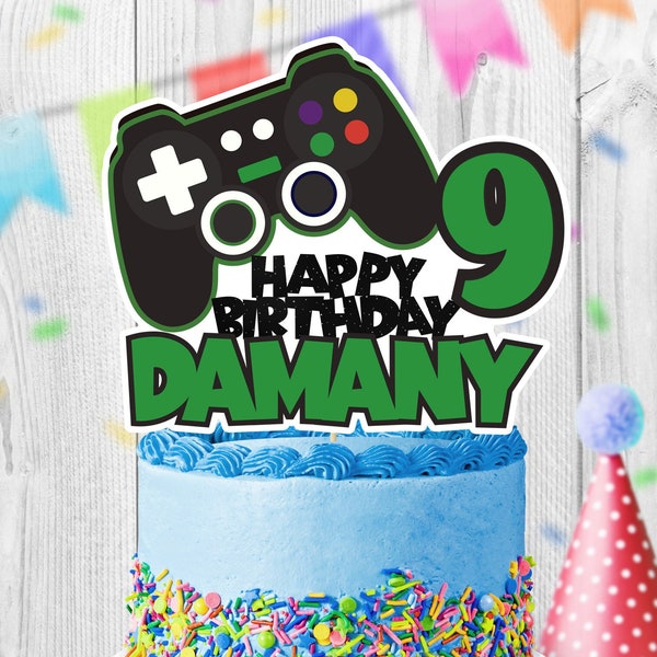 Personalized DIGITAL file Cake Topper,  Video Game Inspired Birthday Party Cake Topper