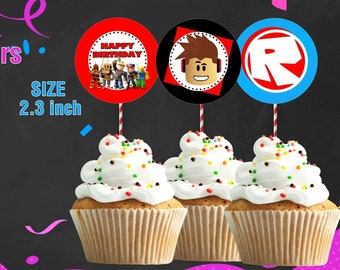 Roblox Toppers Etsy - roblox cupcake toppers cake topper plus 6 roblox heads toppers etsy