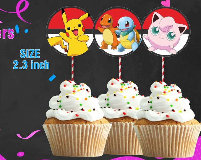 Pokémon Cupcake Toppers Pokémon Cake Toppers Pokémon Party Etsy