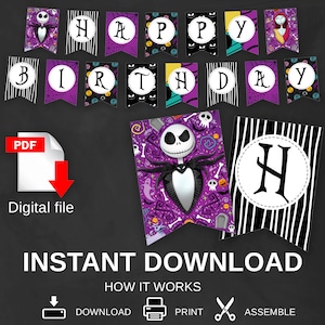 INSTANT DOWNLOAD  Birthday Banner - Christmas Happy Birthday Banner - party banner - party decorations - PRINTABLE Banner